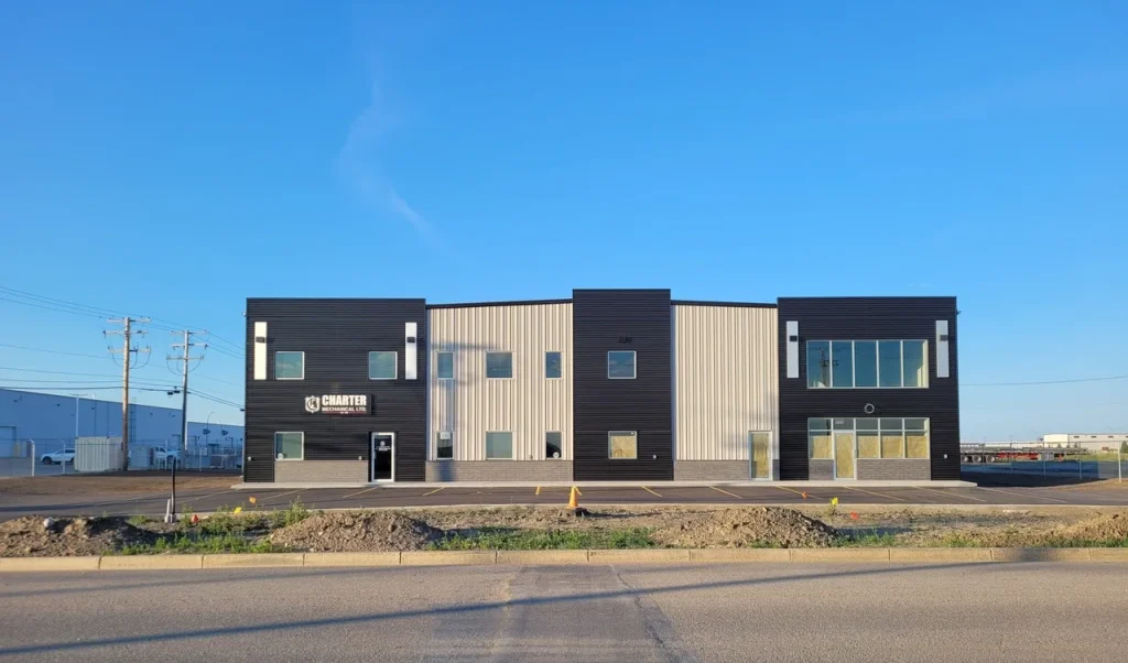 a building with many fiberglass windows
