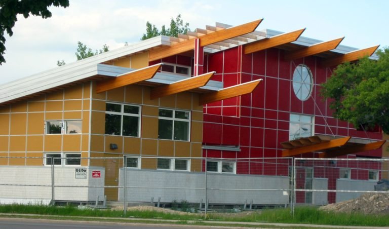 a building with a fence around it